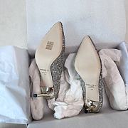 Jimmy Choo Romy Champagne Coarse Glitter Fabric Pointed Pumps - 2