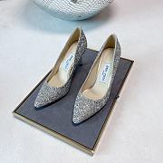 Jimmy Choo Romy Champagne Coarse Glitter Fabric Pointed Pumps - 5