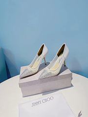 Jimmy Choo Love 65 White Mesh Pumps with Dégradé Crystals - 1