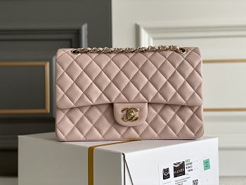 Chanel Classic Flap Bag Light Pink Grained Calfskin Gold Hardware Size 25cm