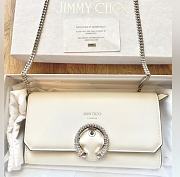 Jimmy Choo Wallet W/chain Latte Calf Leather Wallet with Crystal Buckle Size 19.5x10.5x6cm - 1
