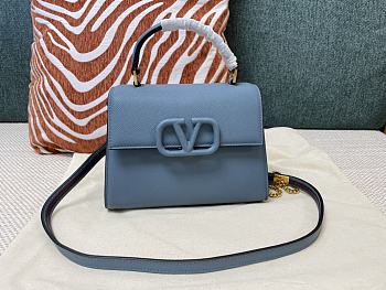 Valentino Small Vsling Grainy Calfskin Handbag Blue Size 22x17x9 cm