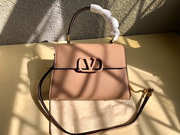 Valentino Small Vsling Grainy Calfskin Handbag Nude Size 22x17x9 cm