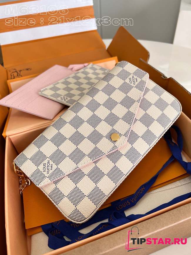 Louis Vuitton N40491 Pochette Félicie Bag Damier Azur Size 21 x 12 x 3 cm - 1
