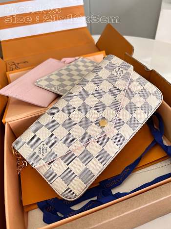 Louis Vuitton N40491 Pochette Félicie Bag Damier Azur Size 21 x 12 x 3 cm