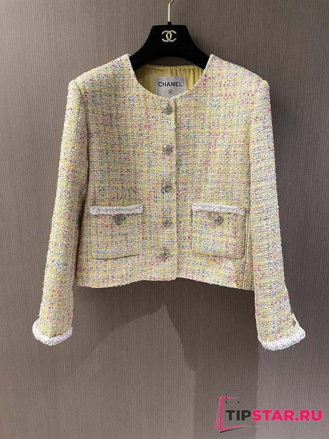 Chanel Iridescent Tweed Yellow & Multicolor Jacket - 1