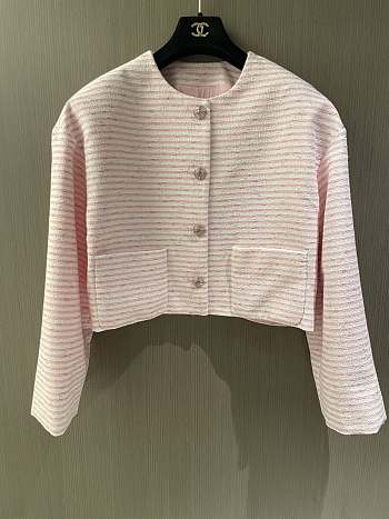 Chanel Iridescent Cotton Tweed Pink, White & Silver Jacket