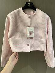 Chanel Iridescent Cotton Tweed Pink, White & Silver Jacket - 2