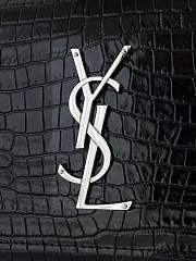 YSL Sunset Medium In Crocodile-Embossed Leather 442906 Black/Silver Size 20x16x6 cm - 5
