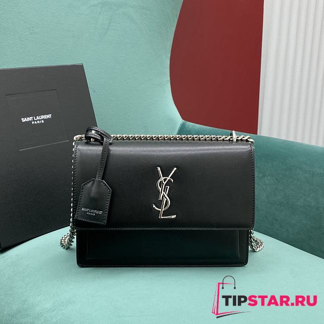YSL Sunset Medium In Smooth Leather Black/Silver Size 442906 Size 20x16x6 cm - 1