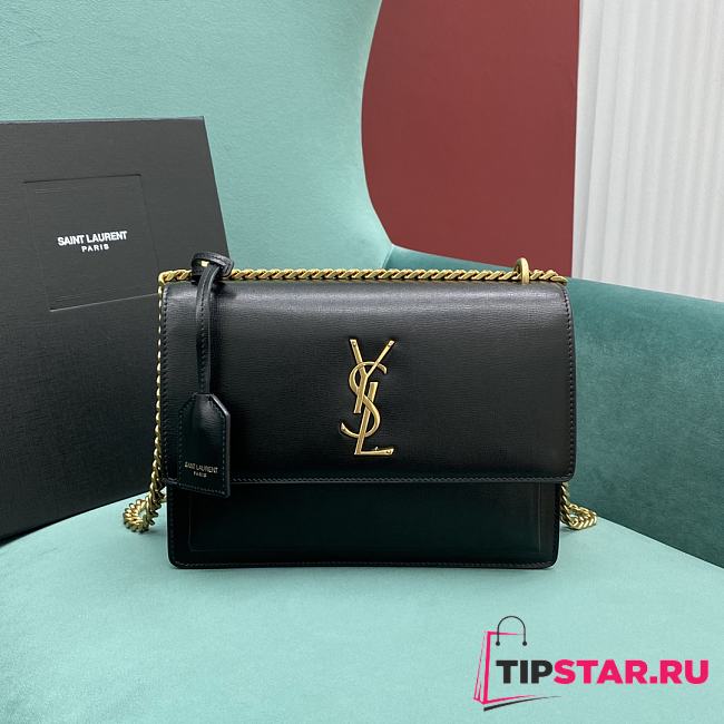 YSL Sunset Medium In Smooth Leather Black/Gold Size 442906 Size 20x16x6 cm - 1