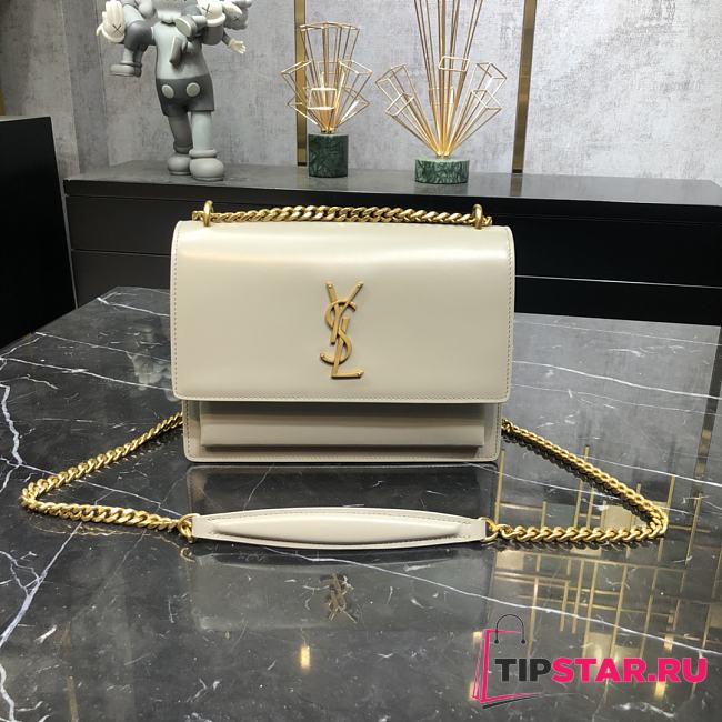 YSL Sunset Medium In Smooth Leather Blanc Vintage Size 442906 Size 20x16x6 cm - 1