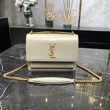 YSL Sunset Medium In Smooth Leather Blanc Vintage Size 442906 Size 20x16x6 cm