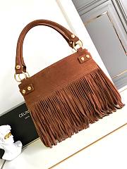 Celine Medium Annabel Bag With Fringes In Suede Calfskin Brown Size 36.5 X 28.5 X 10 CM - 2