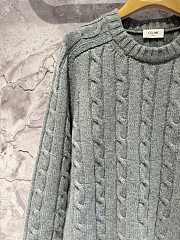 Celine Cable-Knit Triomphe Sweater In Cashmere Grey - 4