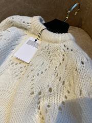Celine Crew Neck Fair Isle Sweater In Alpaca Wool Pointelle Off White - 3
