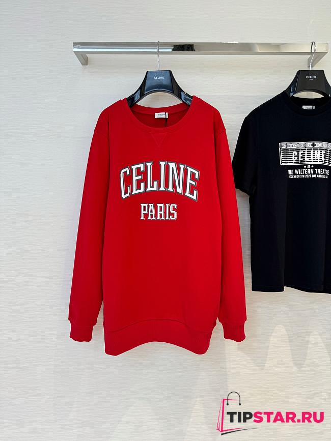 Celine Oversized Sweatshirt In Cotton Fleece Red - 1