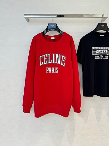 Celine Oversized Sweatshirt In Cotton Fleece Red