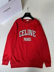 Celine Oversized Sweatshirt In Cotton Fleece Red - 5