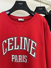 Celine Oversized Sweatshirt In Cotton Fleece Red - 3