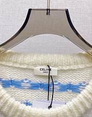 Celine Crew Neck Fair Isle Sweater In Mohair And Silklight Blue  - 3