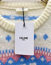 Celine Crew Neck Fair Isle Sweater In Mohair And Silklight Blue  - 5