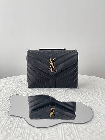 YSL Small Loulou In Quilted Leather 494699 Black & Gold Size 23x9x18 cm