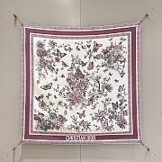 Dior Toile de Jouy Mexico 90 Square Scarf White and Pink Silk Twill - 1