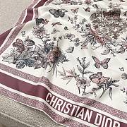 Dior Toile de Jouy Mexico 90 Square Scarf White and Pink Silk Twill - 5