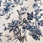 Dior Toile de Jouy Mexico 90 Square Scarf White and Pastel Midnight Blue Silk Twill - 4
