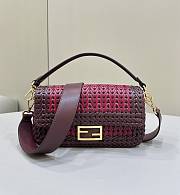 Fendi Baguette Burgundy Braided Leather Bag Size 27x15x6 cm - 1