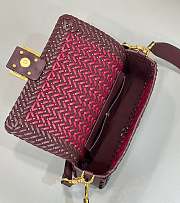Fendi Baguette Burgundy Braided Leather Bag Size 27x15x6 cm - 4