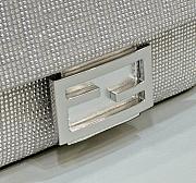 Fendi Baguette Mini Silver Leather Bag With Crystal FF Motif Size 20x5x13cm - 5