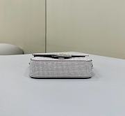 Fendi Baguette Mini Silver Leather Bag With Crystal FF Motif Size 20x5x13cm - 4