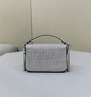 Fendi Baguette Mini Silver Leather Bag With Crystal FF Motif Size 20x5x13cm - 2