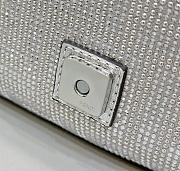 Fendi Baguette Silver Leather Bag With Crystal FF Motif Size 27x6x15cm - 5