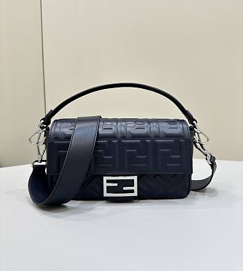 Fendi Baguette Midnight Blue Nappa Leather Bag 27x15x6cm