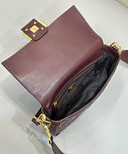 Fendi Baguette Burgundy Nappa Leather Bag 27x15x6cm - 3