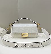 Fendi Baguette White FF Canvas Bag Size 27x15x6 cm - 1