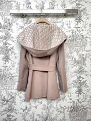 Dior Cropped Coat With Hood And Belt Rose Des Vents Double-Sided Wool - 5
