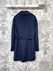 Dior Coat With Belt Blue Double-Sided Virgin Wool - 3