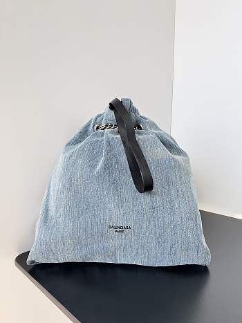 Balenciaga Crush Medium Tote Bag In Blue Washed Denim Size 40x46x14 cm