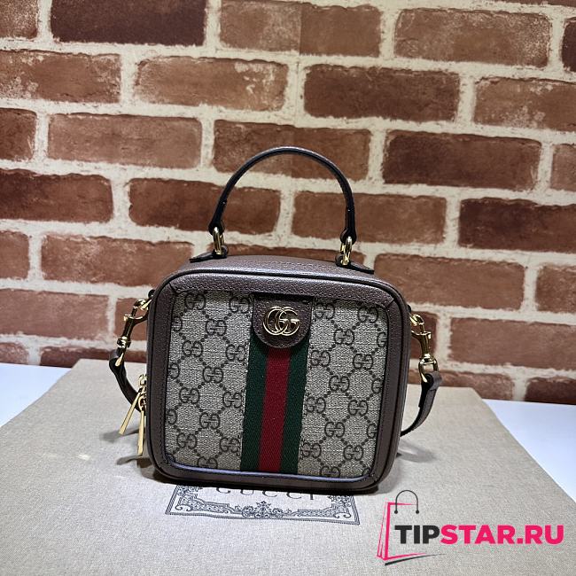 Gucci Ophidia GG Mini Top Handle Bag ‎772157 Beige/Ebony Size 17x16.5x9.5cm - 1