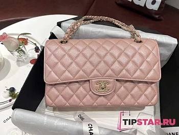 Chanel Calfskin Leather Flap Bag Gold Pink 25cm