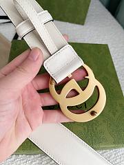 Gucci Leather Belt With Double G Buckle White 4cm - 3