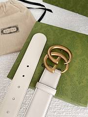 Gucci Leather Belt With Double G Buckle White 4cm - 2