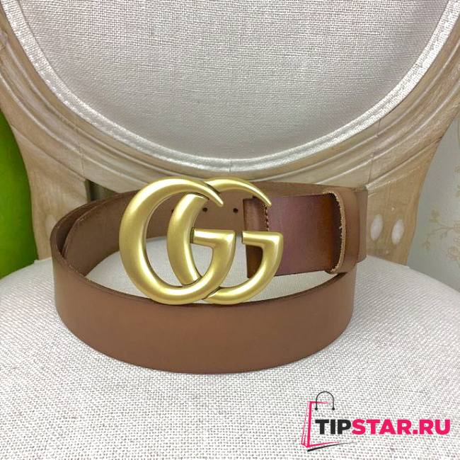 Gucci Leather Belt With Double G Buckle Brown 4cm - 1
