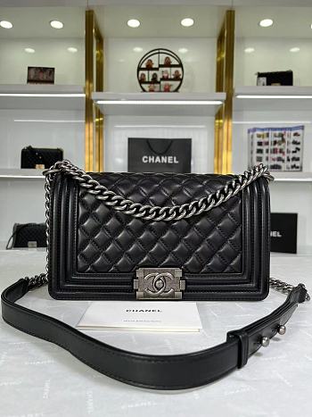 Chanel Boy Handbag Black Calfskin A67086 Size 15 × 25 × 9 cm