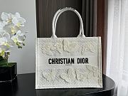 Medium Dior Book Tote White D-Lace Butterfly Embroidery with 3D Macramé Effect Size 36 x 27.5 x 16.5 cm - 1