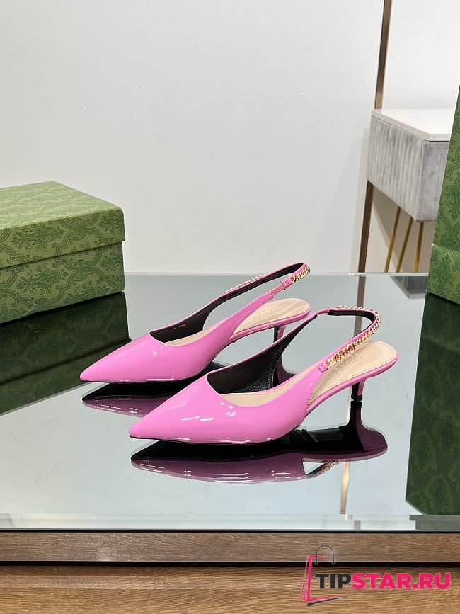 Gucci Signoria Slingback Pump 782832 Pink Patent 4.5cm - 1